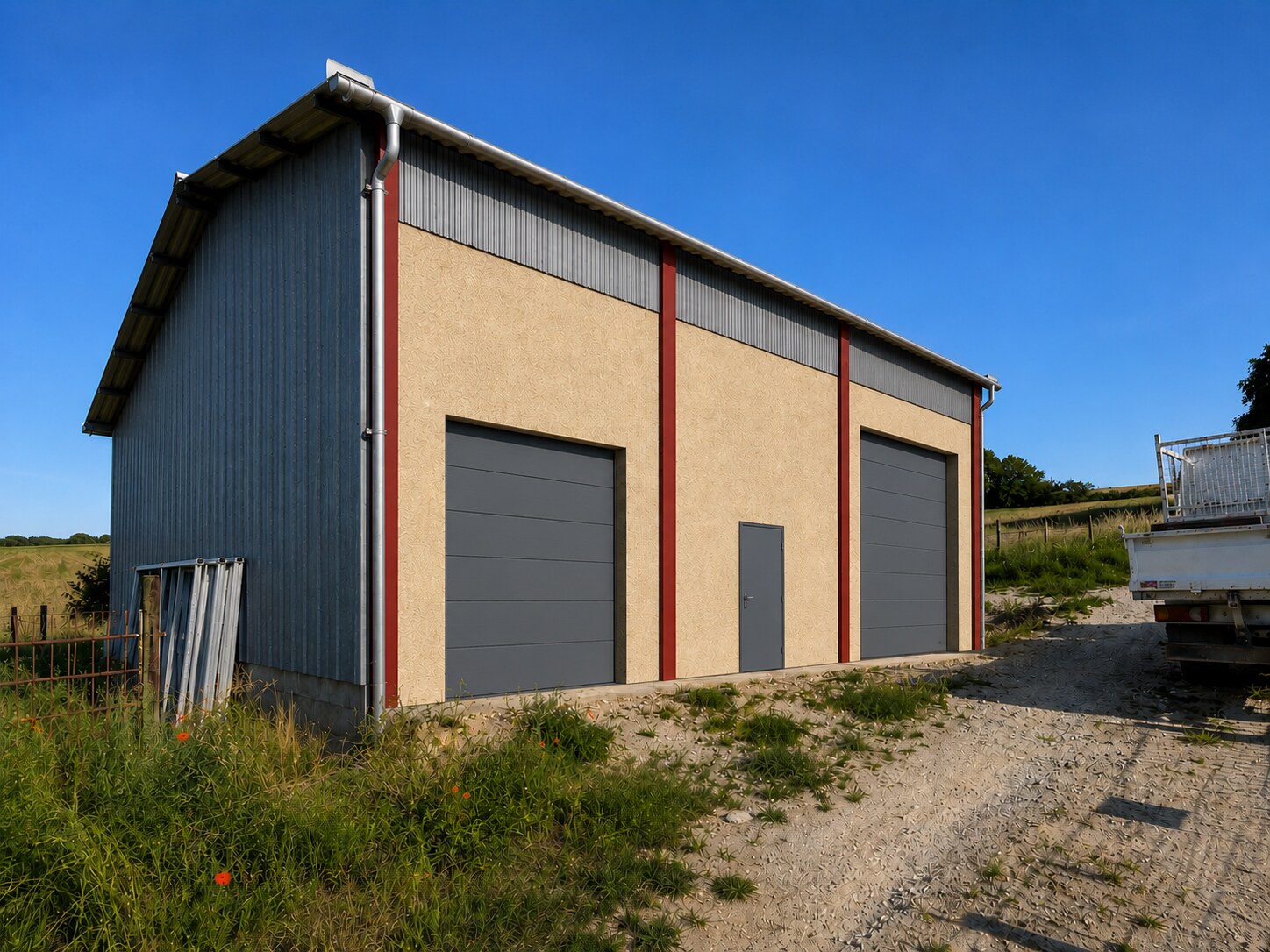 Insertion du projet de fermeture de la façade du bâtiment agricole