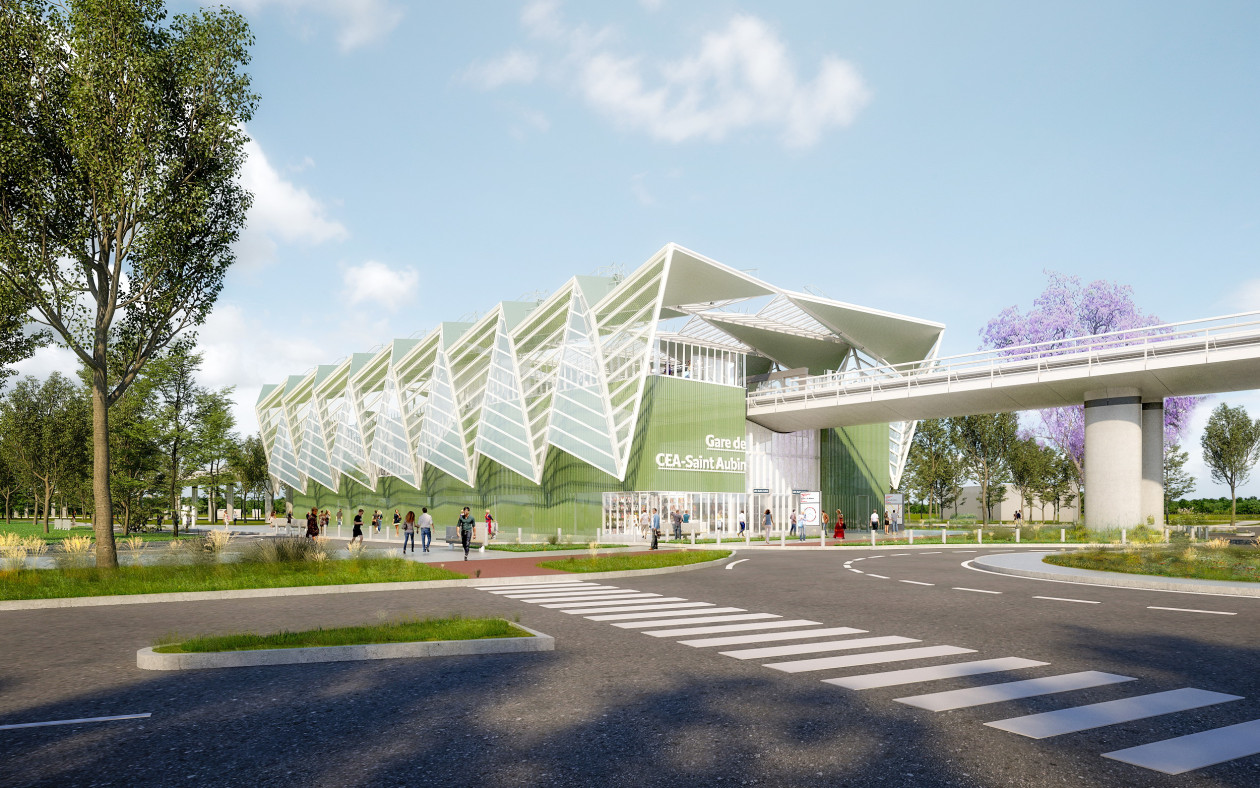 Perspective de la gare aérienne Christ de Saclay
